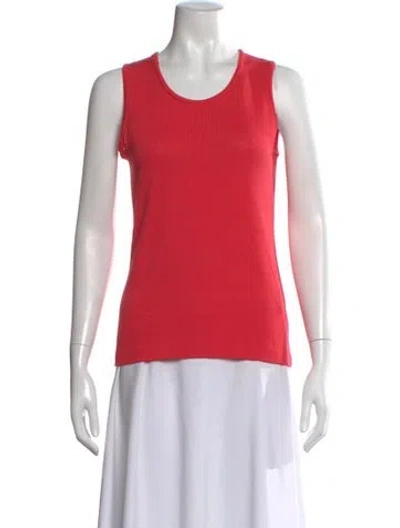 Pre-owned St John Wool Crew Neck Top In Red