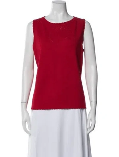 Pre-owned St John Wool Crew Neck Top In Red