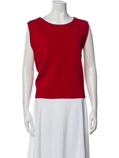 Pre-owned St John Wool Crew Neck Top In Red