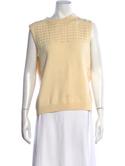 Pre-owned St John Wool Crew Neck Top In Yellow