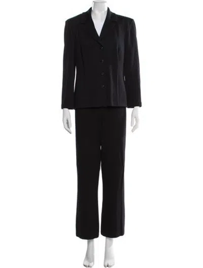 Pre-owned St John Wool Crystal Embellishments Pant Set In Black