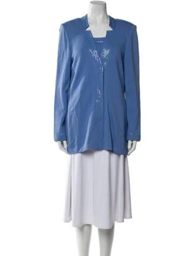 Pre-owned St John Wool Crystal Embellishments Set In Blue