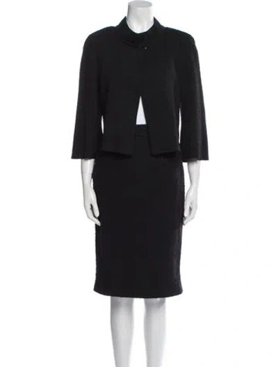 Pre-owned St John Wool Crystal Embellishments Skirt Set In Black
