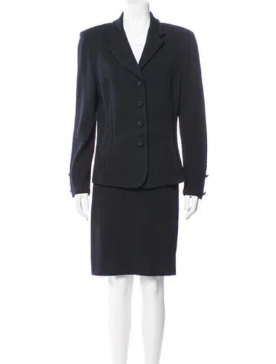 Pre-owned St John Wool Crystal Embellishments Skirt Set In Black