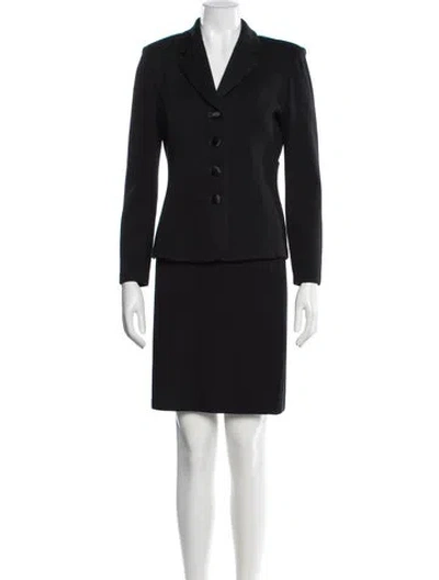 Pre-owned St John Wool Crystal Embellishments Skirt Set In Black