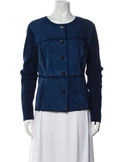 Pre-owned St John Wool Denim Jacket In Blue