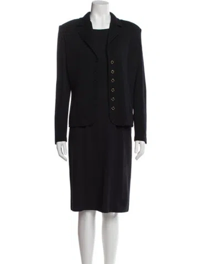 Pre-owned St John Wool Dress Set In Blue