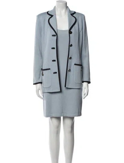 Pre-owned St John Wool Dress Set In Blue