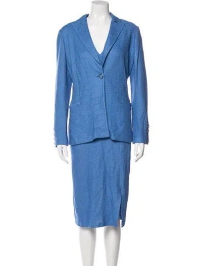 Pre-owned St John Wool Dress Set In Blue