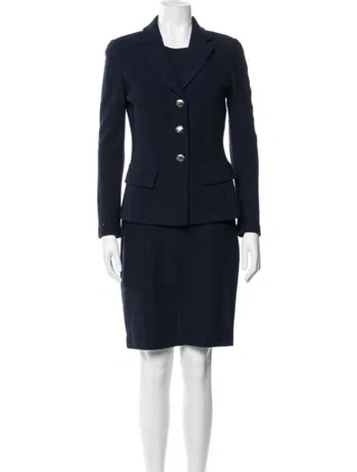 Pre-owned St John Wool Dress Set In Blue