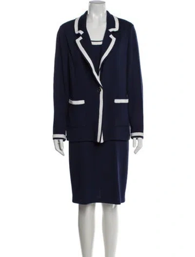 Pre-owned St John Wool Dress Set In Blue