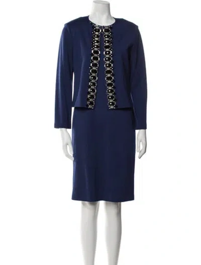 Pre-owned St John Wool Dress Set In Blue
