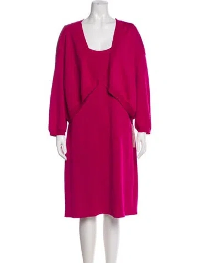 Pre-owned St John Wool Dress Set In Pink