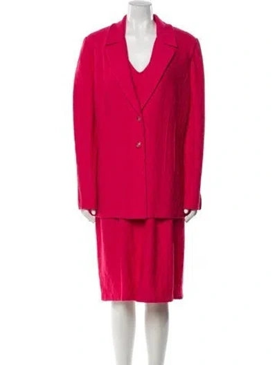 Pre-owned St John Wool Dress Set In Pink