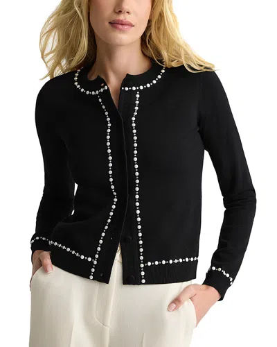 St John Wool Embellished Edge Cardigan In Black