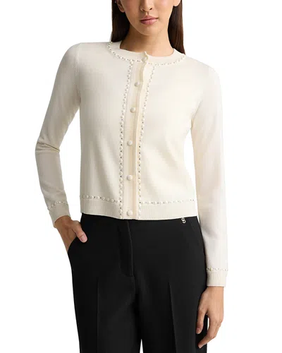 St John Wool Embellished Edge Cardigan In Neutral