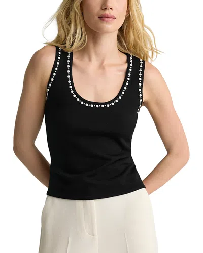 St John Wool Embellished Neck Tank Top In Black