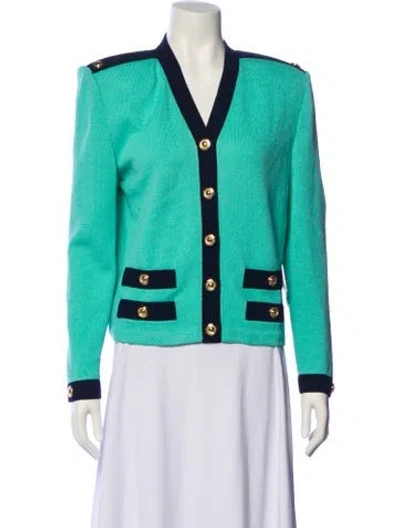 Pre-owned St John Wool Evening Jacket In Green