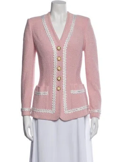 Pre-owned St John Wool Evening Jacket In Pink