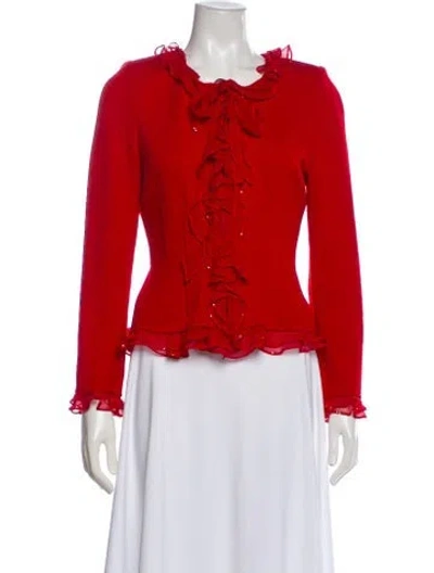 Pre-owned St John Wool Evening Jacket In Red