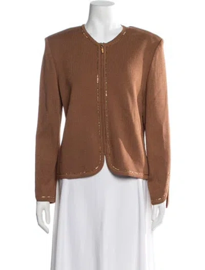 Pre-owned St John Wool Evening Jacket W/ Tags In Brown