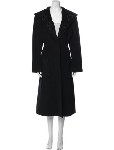 Pre-owned St John Wool Faux Fur Coat In Black