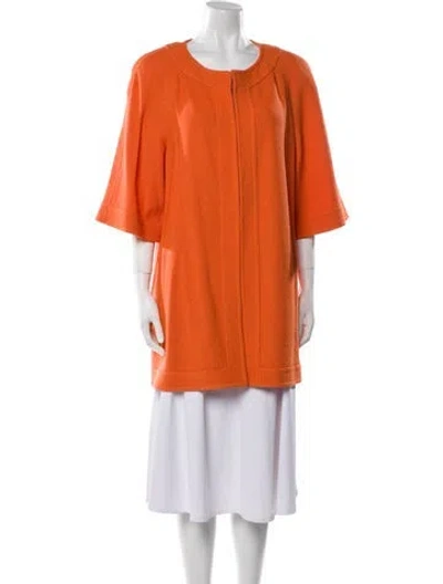 Pre-owned St John Wool Faux Fur Coat In Orange