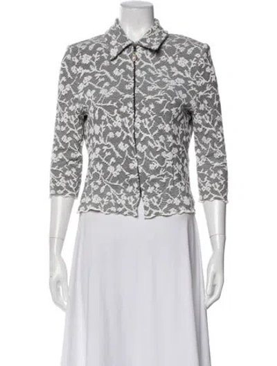 Pre-owned St John Wool Floral Print Blazer In Neutral