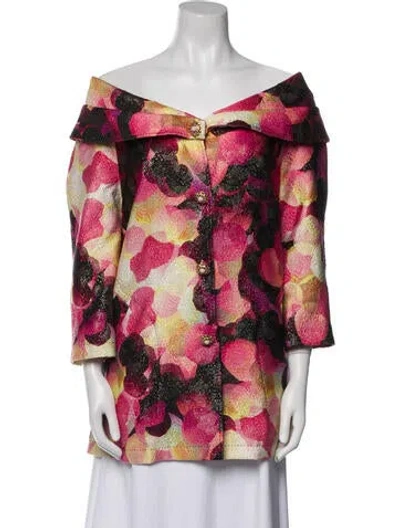 Pre-owned St John Wool Floral Print Jacket