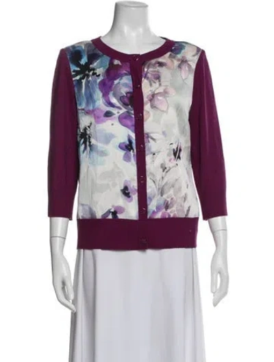 Pre-owned St John Wool Floral Print Jacket In Multi