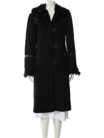 Pre-owned St John Wool Fur Coat In Black