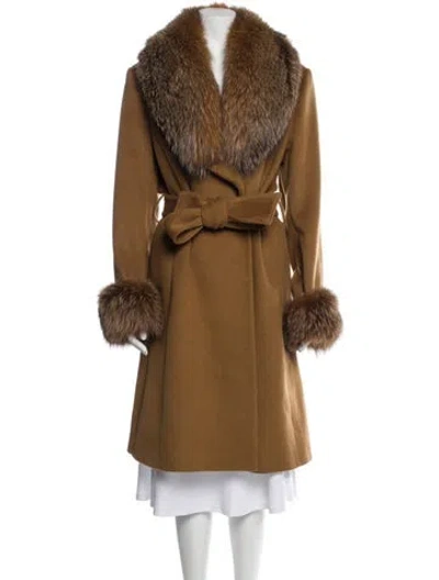 Pre-owned St John Wool Fur Coat In Brown
