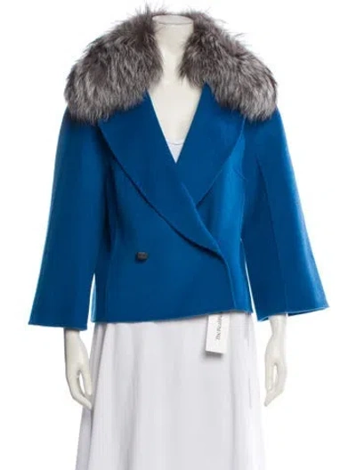 Pre-owned St John Wool Fur Jacket In Blue