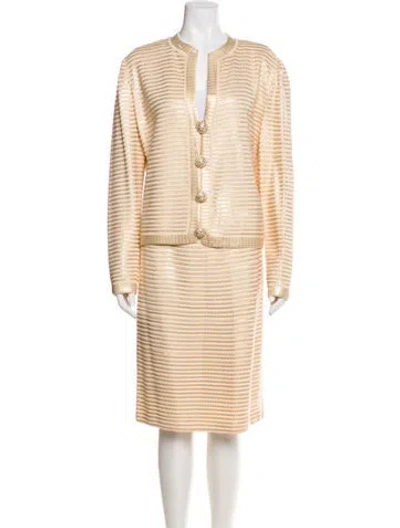 Pre-owned St John Wool Glitter Accents Skirt Suit