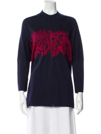 Pre-owned St John Wool Graphic Print Jacket In Blue