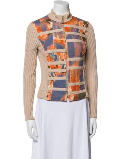 Pre-owned St John Wool Graphic Print Jacket In Neutral