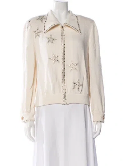 Pre-owned St John Wool Graphic Print Jacket In Neutral