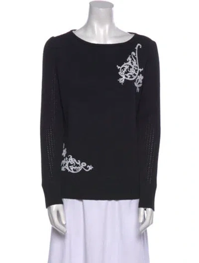 Pre-owned St John Wool Graphic Print Sweater In Black