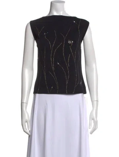 Pre-owned St John Wool Graphic Print Sweater In Black