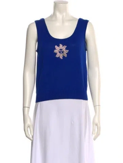 Pre-owned St John Wool Graphic Print Sweater In Blue