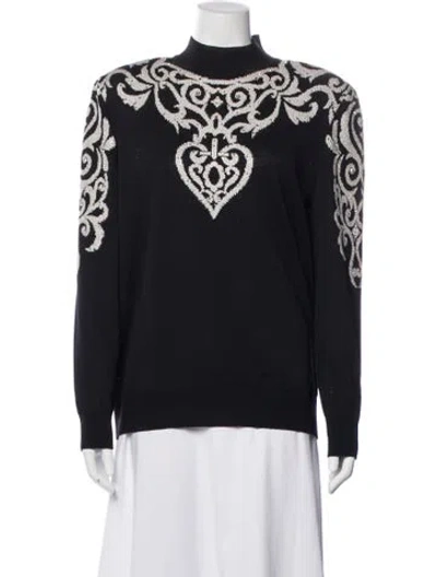 Pre-owned St John Wool Graphic Print Sweater In Blue