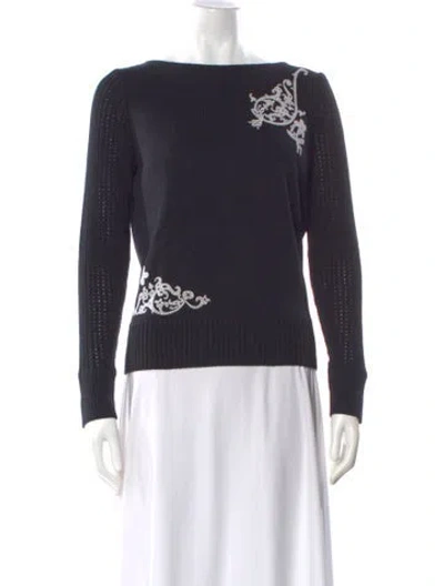 Pre-owned St John Wool Graphic Print Sweater In Blue