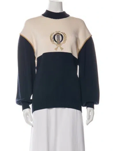 Pre-owned St John Wool Graphic Print Sweater In Blue