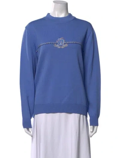 Pre-owned St John Wool Graphic Print Sweater In Blue
