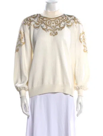 Pre-owned St John Wool Graphic Print Sweater In Neutral