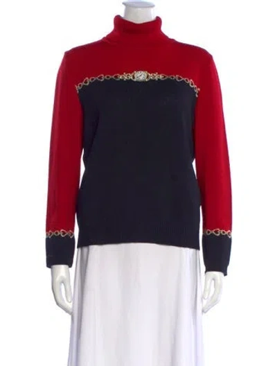 Pre-owned St John Wool Graphic Print Sweater In Red