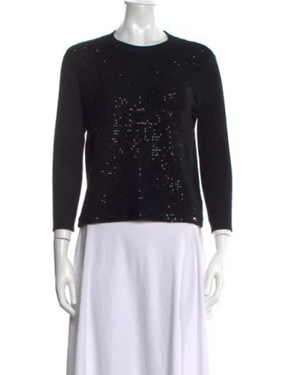 Pre-owned St John Wool Graphic Print Top In Black