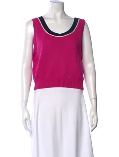 Pre-owned St John Wool Graphic Print Top In Pink