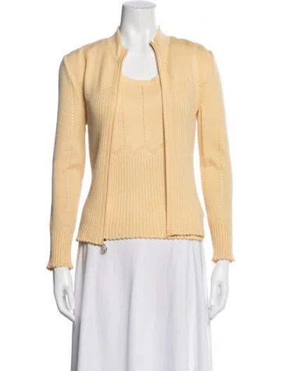 Pre-owned St John Wool Grosgrain Trim Set In Neutral