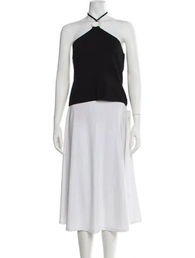 Pre-owned St John Wool Halterneck Top In Black